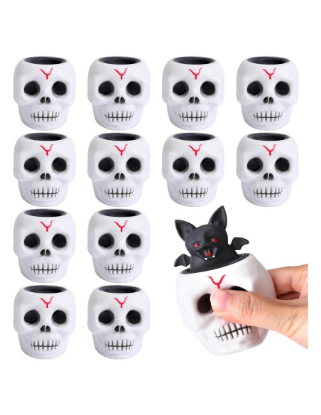 12 Juguetes Antiestrés Calavera Squishy Tlswshsy 5.6 cm