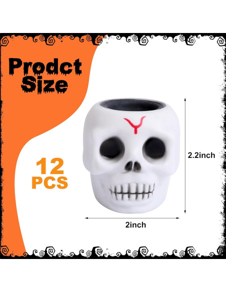 12 Juguetes Antiestrés Calavera Squishy Tlswshsy 5.6 cm