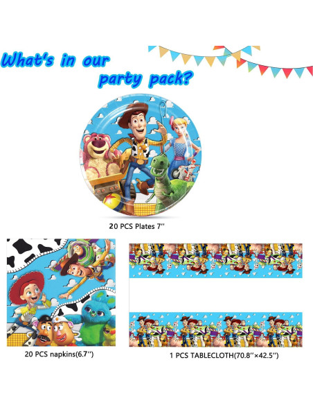 Kit de Fiesta Toy Story 41 Piezas - Platos, Servilletas y Mantel