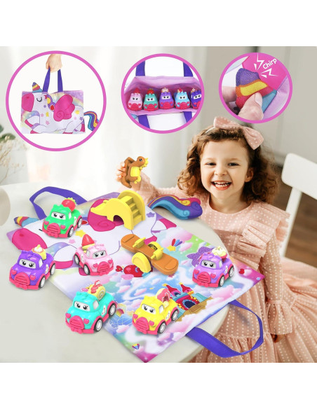 Juego de Coches de Juguete Seveclotree 10 PCS con Bolsa Unicornio
