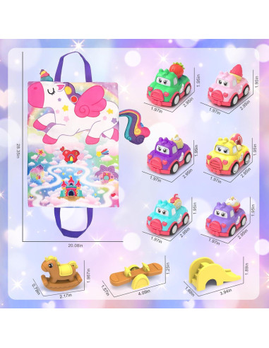 Juego de Coches de Juguete Seveclotree 10 PCS con Bolsa Unicornio