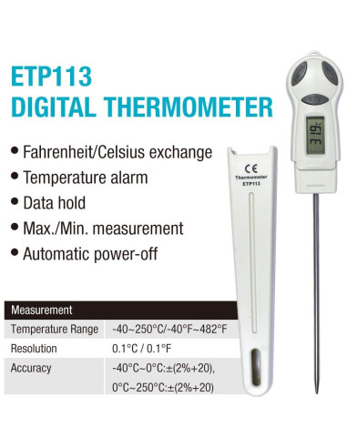 Termómetro Digital de Cocina Allsun ETP113 con Sonda de Acero Inoxidable