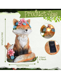 Estatua de Zorro Leinuosen con Luz Solar para Jardín 25x20 cm 2