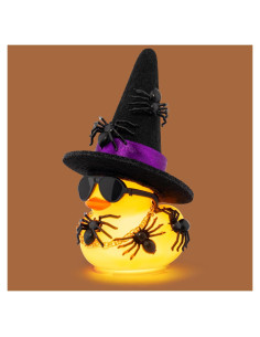 Pato de Goma Halloween Wonuu con Luz y Mini Arañas 5cm