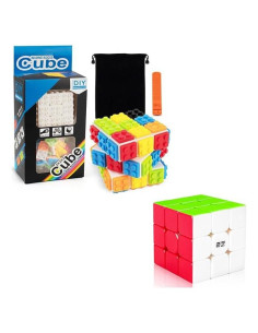 Cubo Rápido D-FantiX QY Toys Guerrero 3x3 con Bloques