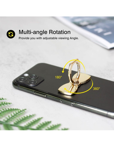 Soporte para Anillo de Teléfono Wansurs Oro 2 Pack Ajustable