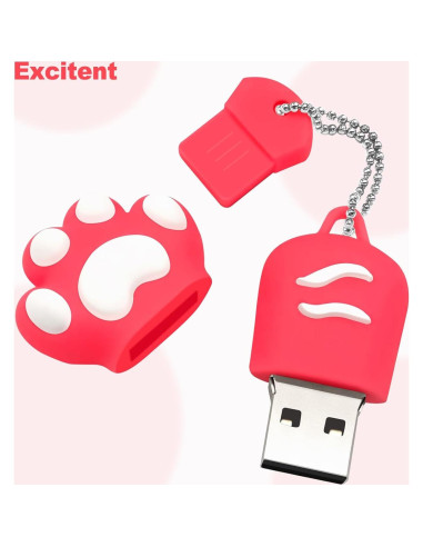 Unidad Flash USB 64GB Excitent Patita de Gato Rosa