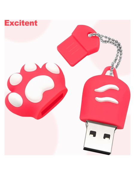Unidad Flash USB 64GB Excitent Patita de Gato Rosa