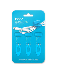 Organizador de Cables MOOY CLINGMAN Set de 3 Silicona Azul