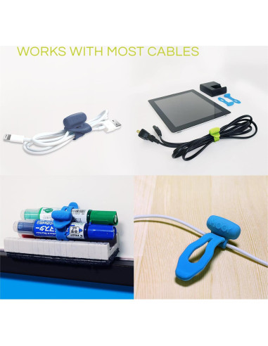 Organizador de Cables MOOY CLINGMAN Set de 3 Silicona Azul