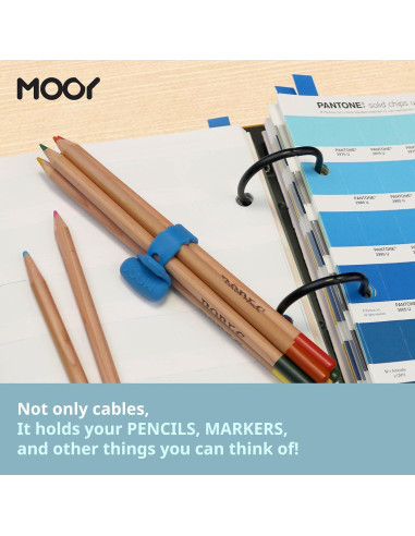 Organizador de Cables MOOY CLINGMAN Set de 3 Silicona Azul