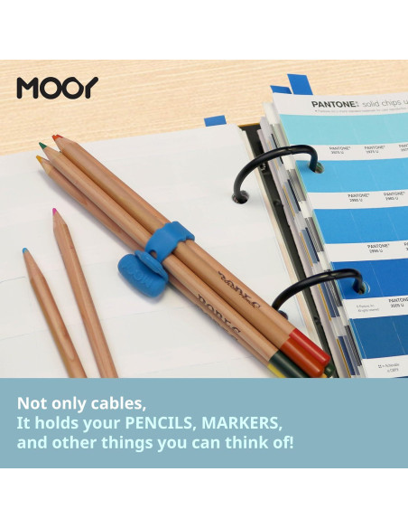 Organizador de Cables MOOY CLINGMAN Set de 3 Silicona Azul