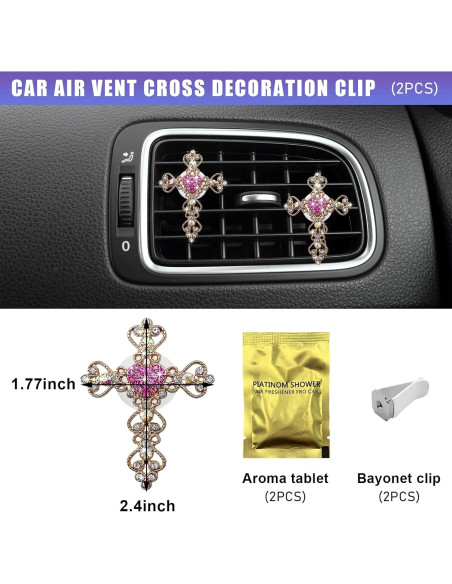 Clip de Ventilación de Aire Brillante Sylvil 2 PCS Corazón Rosa