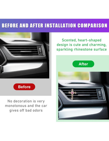 Clip de Ventilación de Aire Brillante Sylvil 2 PCS Corazón Rosa