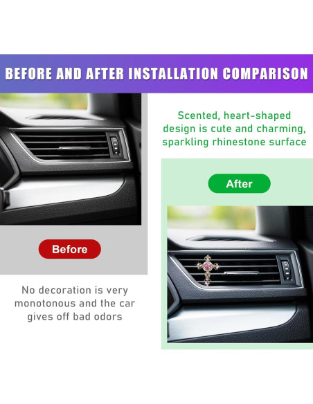 Clip de Ventilación de Aire Brillante Sylvil 2 PCS Corazón Rosa