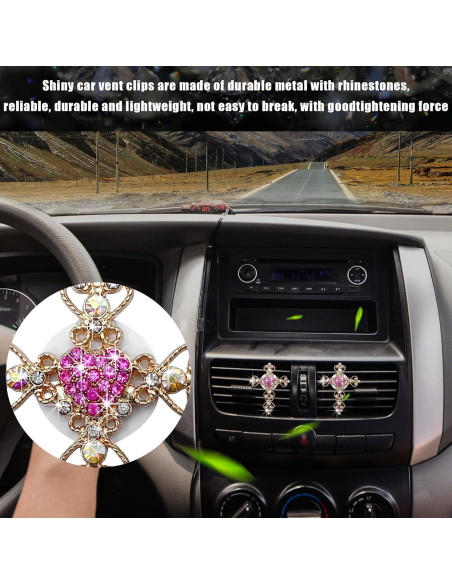 Clip de Ventilación de Aire Brillante Sylvil 2 PCS Corazón Rosa