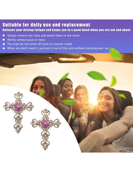 Clip de Ventilación de Aire Brillante Sylvil 2 PCS Corazón Rosa