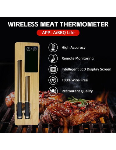 Termómetro de Carne Inalámbrico BloomNest 2 Probes Bluetooth 200m