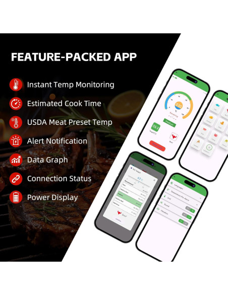 Termómetro de Carne Inalámbrico BloomNest 2 Probes Bluetooth 200m