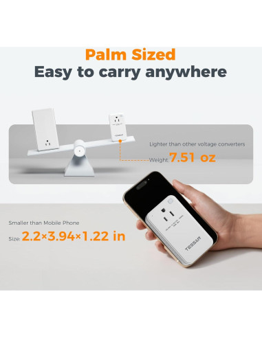 Convertidor de Voltaje TESSAN 220V a 110V 200W con USB