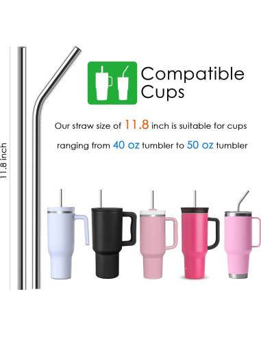 Popotes Reutilizables Acero Inoxidable MCYXX para Vaso 40oz