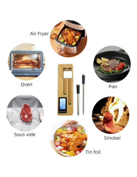 Termómetro de Carne Inalámbrico BloomNest 2 Probes Bluetooth 200m