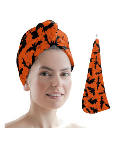 Toalla de Microfibra para Cabello JasmineM Halloween Naranja
