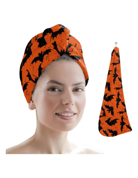 Toalla de Microfibra para Cabello JasmineM Halloween Naranja