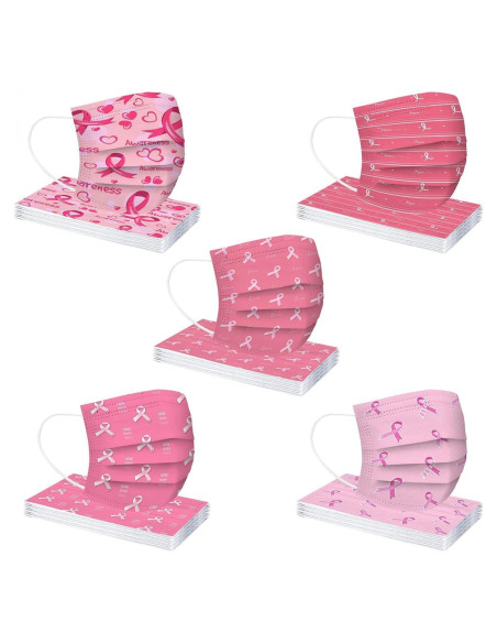 Pack de 50 Mascarillas Desechables 3 Capas Rosa Adulto