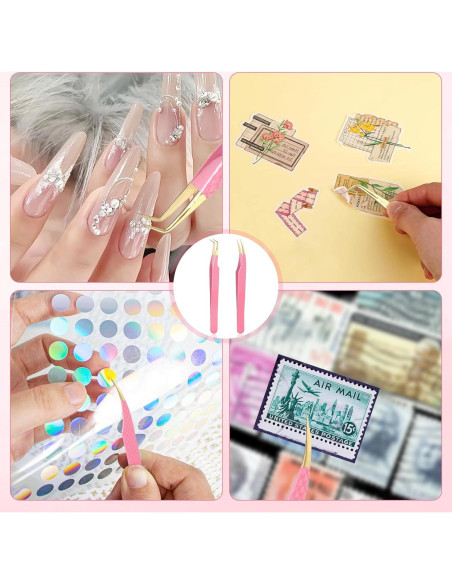 Juego de Pinzas para Pestañas Kerros 2 Piezas Curva y Recta