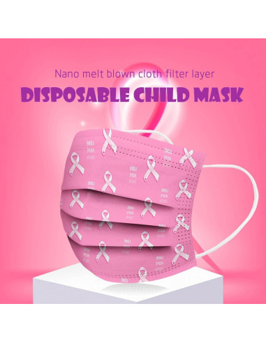 Pack de 50 Mascarillas Desechables 3 Capas Rosa Adulto
