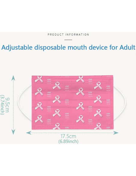 Pack de 50 Mascarillas Desechables 3 Capas Rosa Adulto