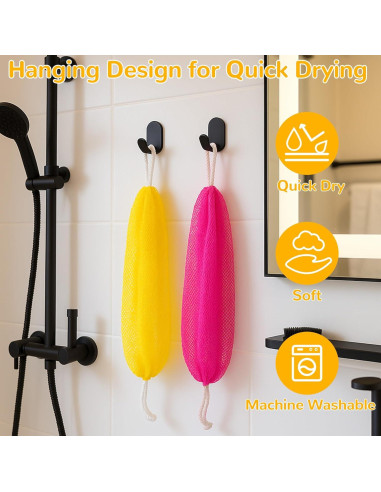 Esponja de Red Exfoliante Mytium 114.3 cm 2pcs Rosa Amarillo