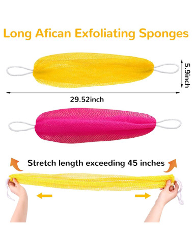 Esponja de Red Exfoliante Mytium 114.3 cm 2pcs Rosa Amarillo