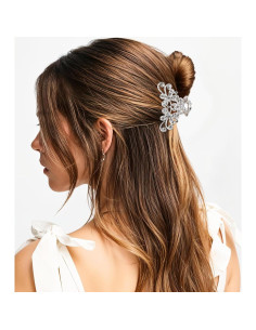 Set de 2 Clips de Pelo con Strass MBAIYO Plateados 6.1 cm 2