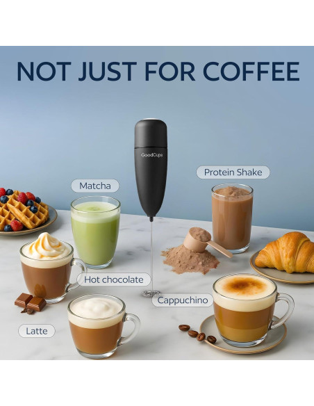 Espumador de Leche GoodCups Negro - Batidor Eléctrico Portátil