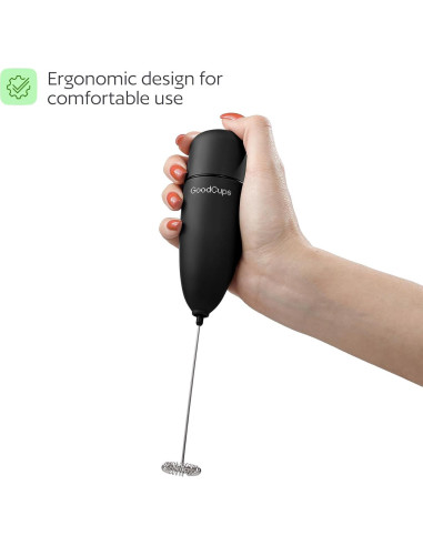 Espumador de Leche GoodCups Negro - Batidor Eléctrico Portátil