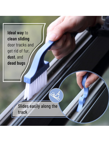 Cepillo de Limpieza de Rieles de Ventana Slick - 2 Unidades, Ergonómico