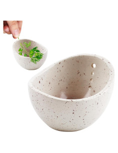 Tazón de Cerámica YENOVO para Deshojar Hierbas Blanco 8.5cm