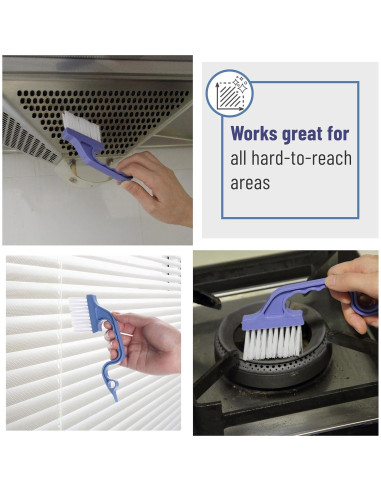 Cepillo de Limpieza de Rieles de Ventana Slick - 2 Unidades, Ergonómico