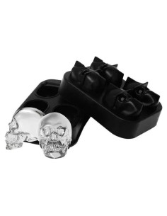 Bandeja de Hielo de Silicona IDEÑN Calavera 3D Negra 5x8.5x11cm
