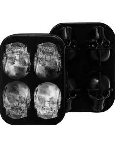 Bandeja de Hielo de Silicona IDEÑN Calavera 3D Negra 5x8.5x11cm 2