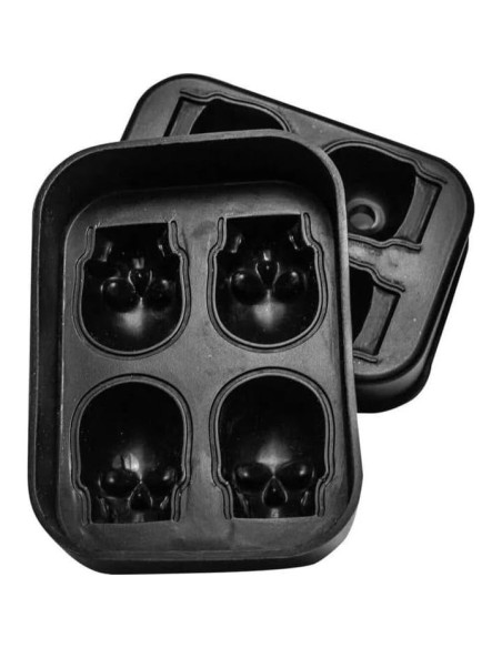 Bandeja de Hielo de Silicona IDEÑN Calavera 3D Negra 5x8.5x11cm
