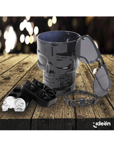 Bandeja de Hielo de Silicona IDEÑN Calavera 3D Negra 5x8.5x11cm