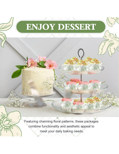 Domensi 100 Fundas para Cupcake Florales Verdes 8x5x5.3 cm