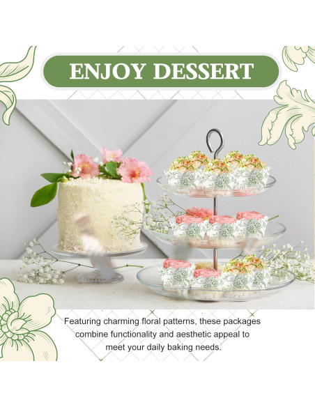 Domensi 100 Fundas para Cupcake Florales Verdes 8x5x5.3 cm