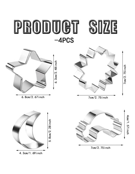 Cortadores de Galletas Sliverdew 4 Piezas Acero Inoxidable