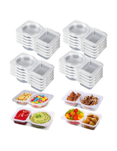 20 Contenedores de Snacks Reutilizables Doble Compartimento LRUUIDDE