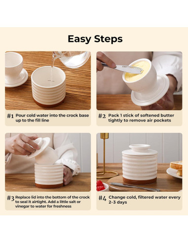 Tazón de Mantequilla Y YHY con Tapa y Agua, 140g, Marfil