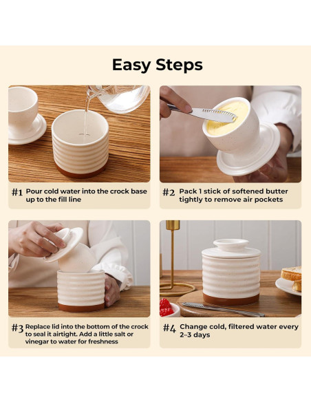 Tazón de Mantequilla Y YHY con Tapa y Agua, 140g, Marfil